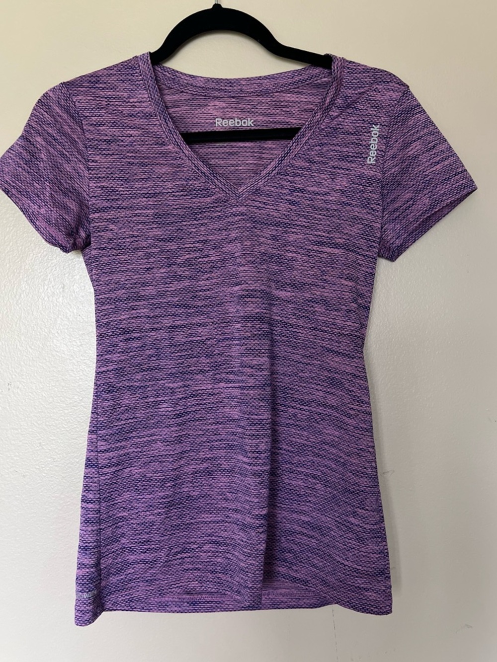Reebok Purple Heather V-Neck Active Tee
